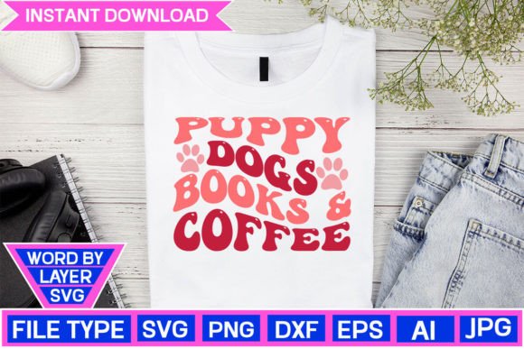 Download Puppy Dogs Books &amp; Coffee Retro Design - Retro design Collection