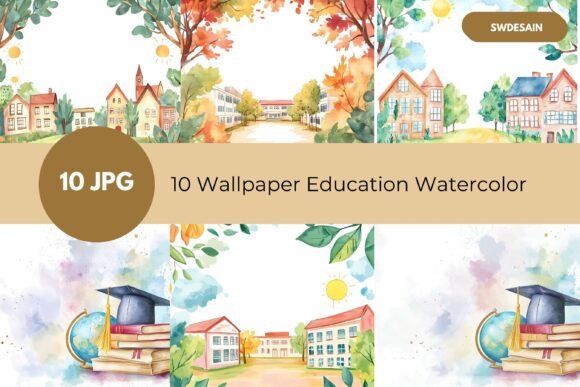 Download 10 School Wallpapers in Watercolor - Premium Resources