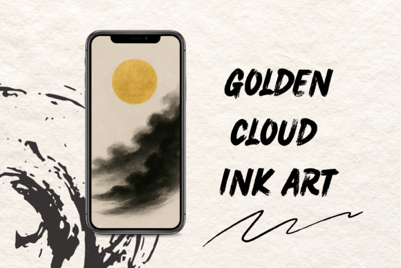 Download Golden Moon Ink Wash Wallpapers - Premium Bundle